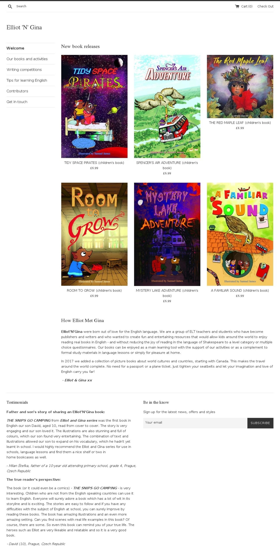 elliotngina.com — Shopify storefront screenshot