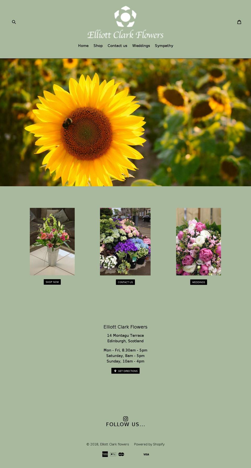 elliottclarkflowers.co.uk shopify website screenshot