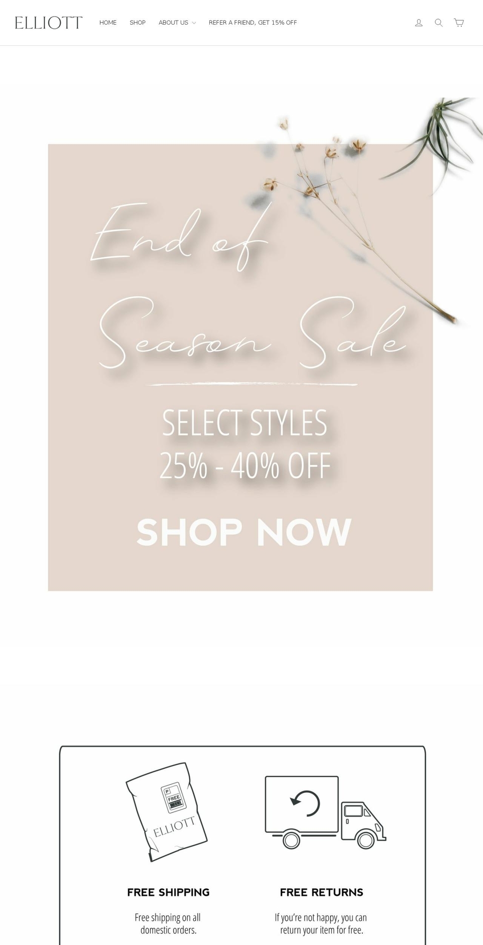 elliottclothing.com — Shopify storefront screenshot
