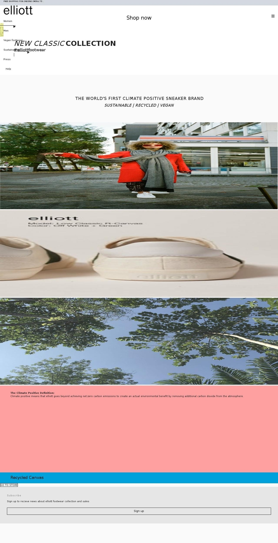 elliottfootwear.com shopify website screenshot