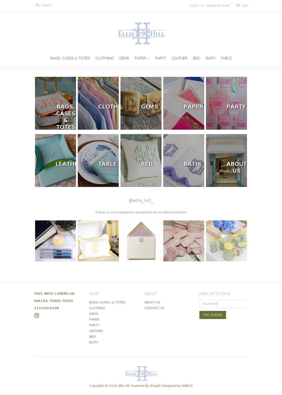 ellis-hill.com shopify website screenshot