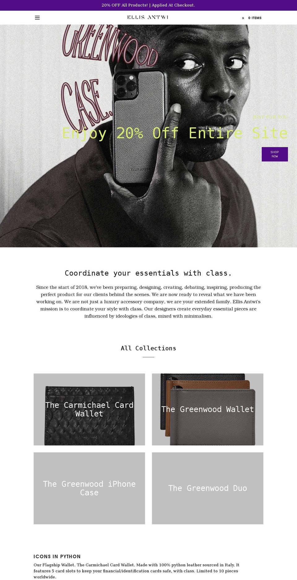 ellisantwi.com shopify website screenshot