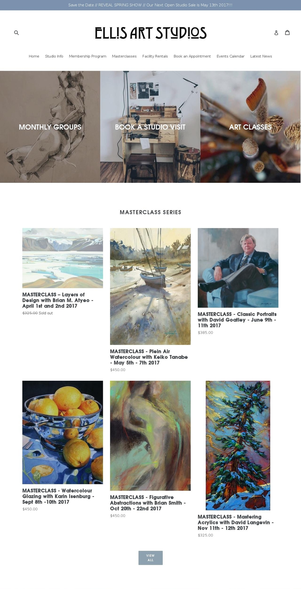 ellisartstudios.net shopify website screenshot
