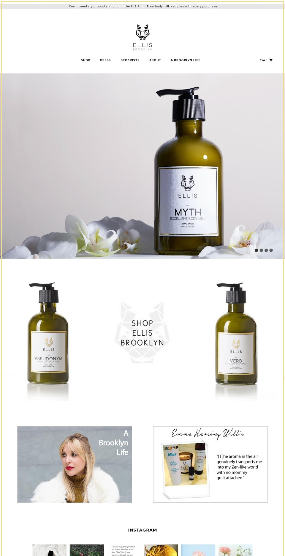 ellisbrooklyn.com shopify website screenshot