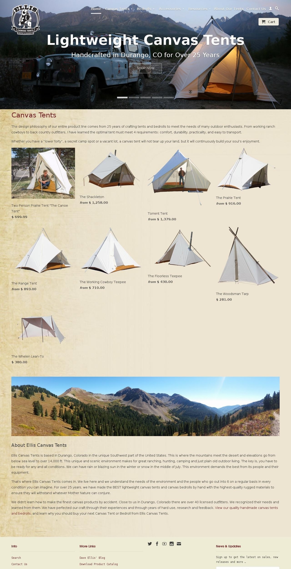 PasleyDesign- Retina Shopify theme site example elliscanvastents.com