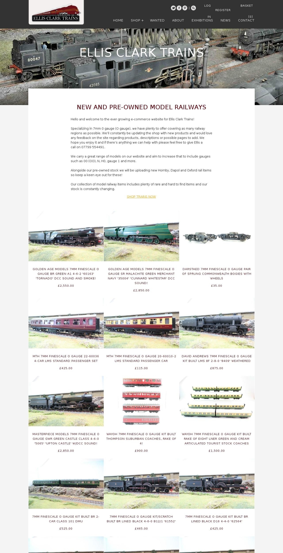 ellisclarktrains.com — Shopify storefront screenshot