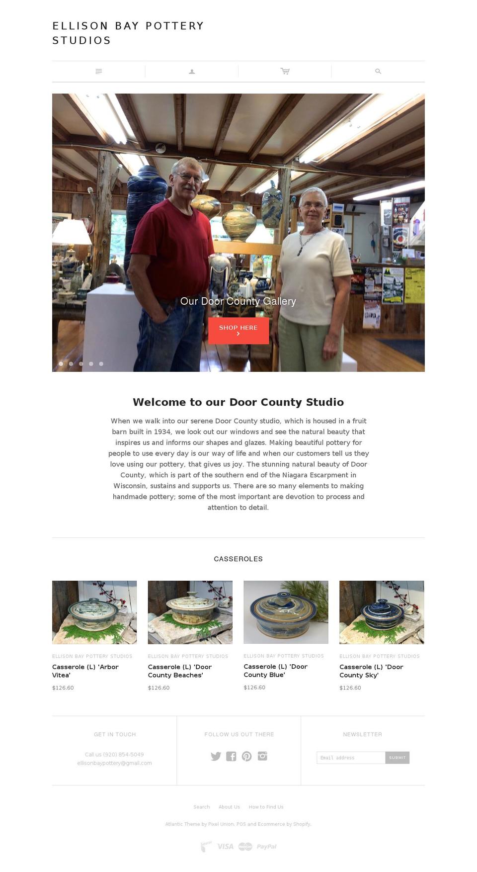 ellisonbaypotterystudios.com shopify website screenshot
