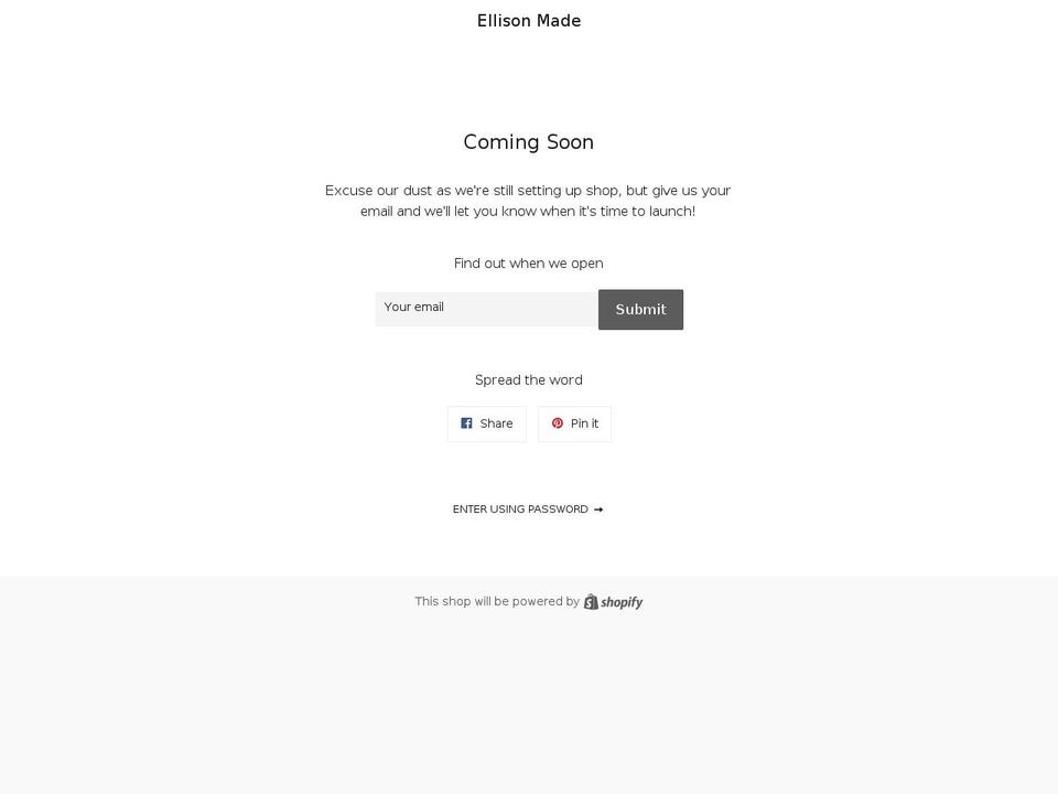 ellisonmade.com — Shopify storefront screenshot