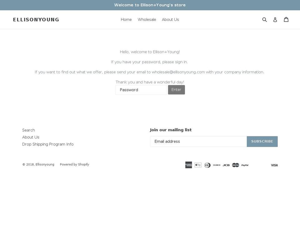 ellisonyoung.com — Shopify storefront screenshot