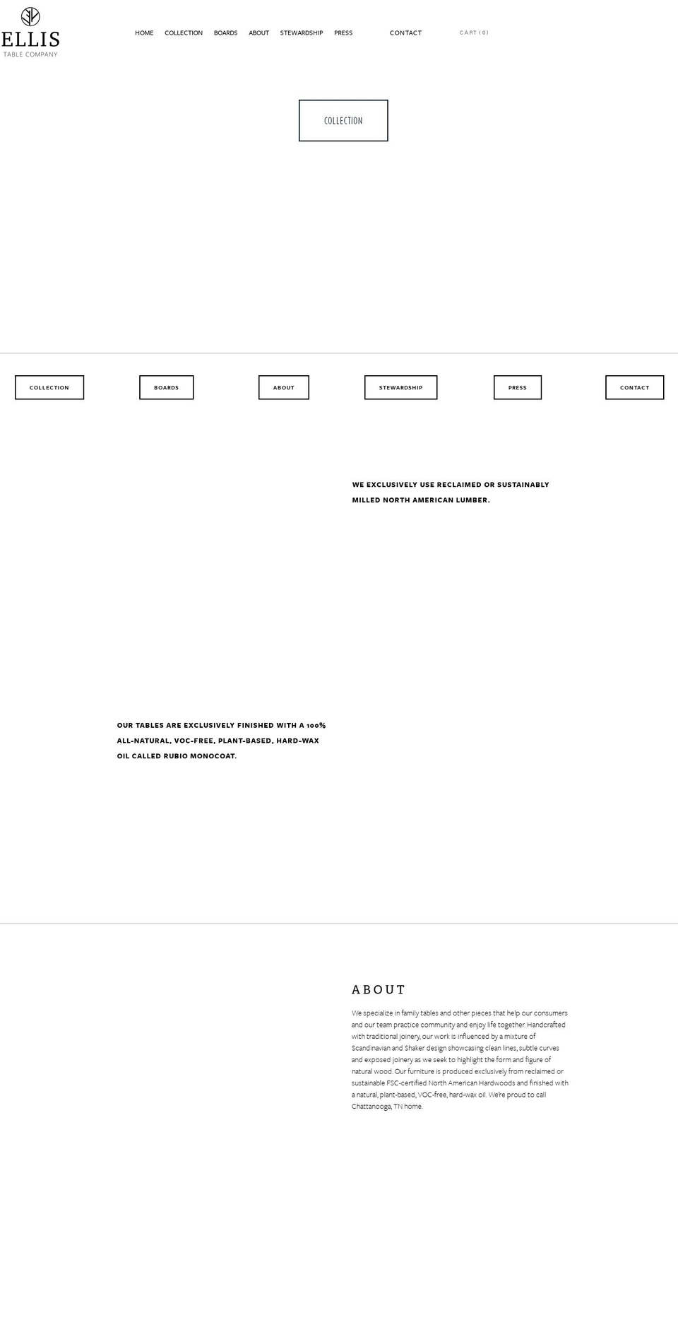 ellistable.com — Shopify storefront screenshot