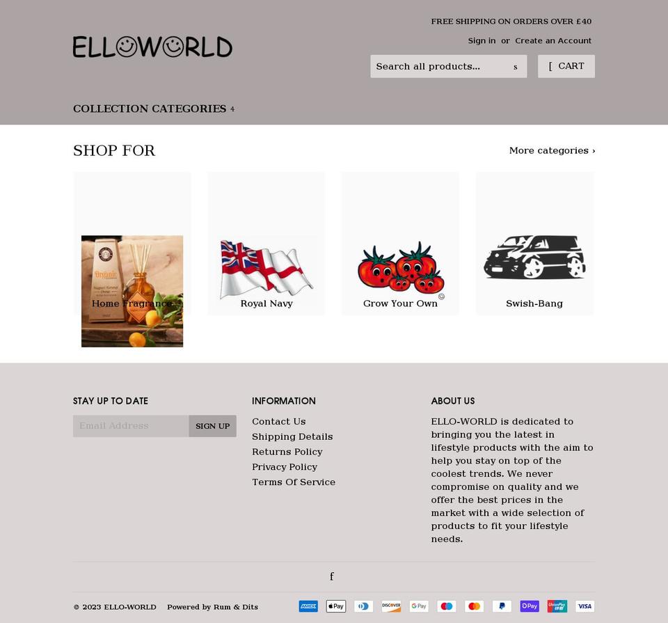 elloworld.co.uk shopify website screenshot