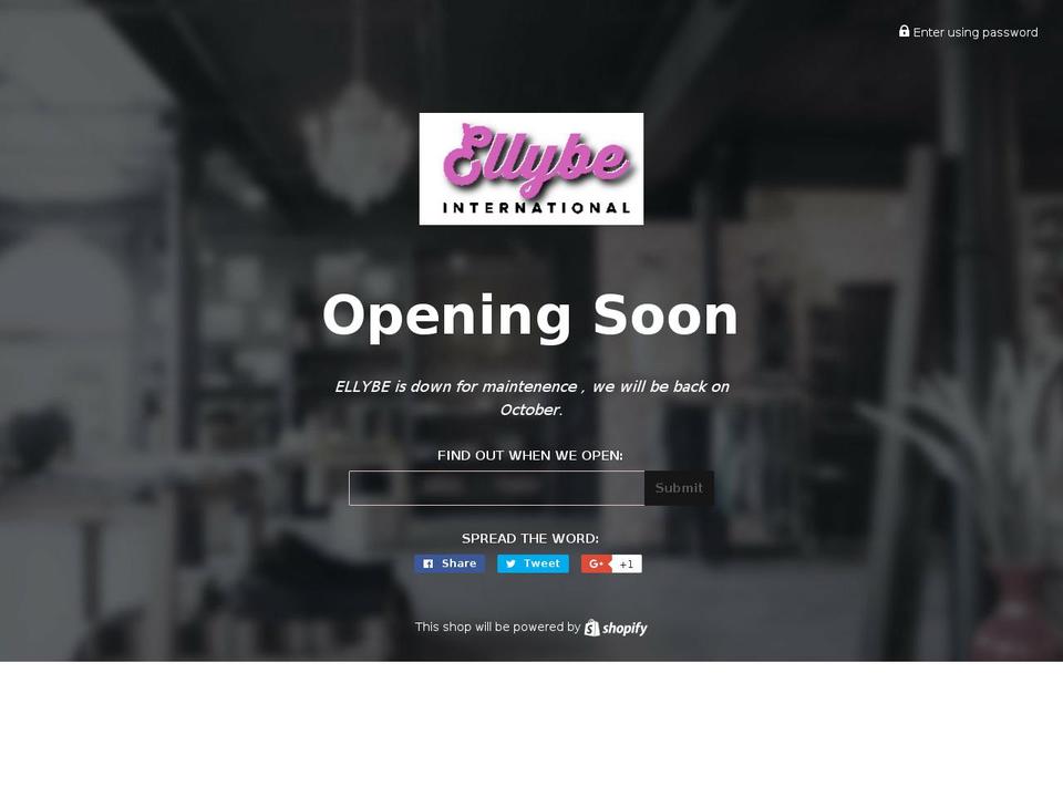 ellybeinternational.com — Shopify storefront screenshot