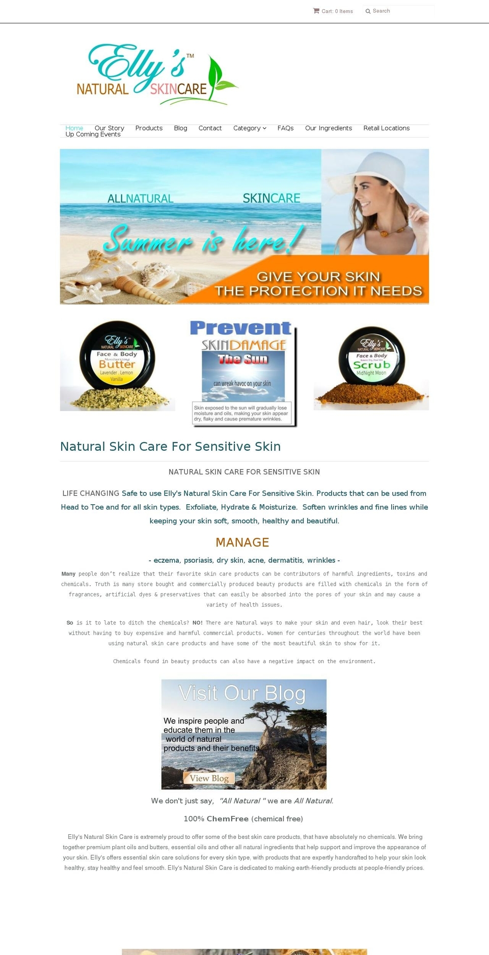 ellysnaturalskincare.com shopify website screenshot