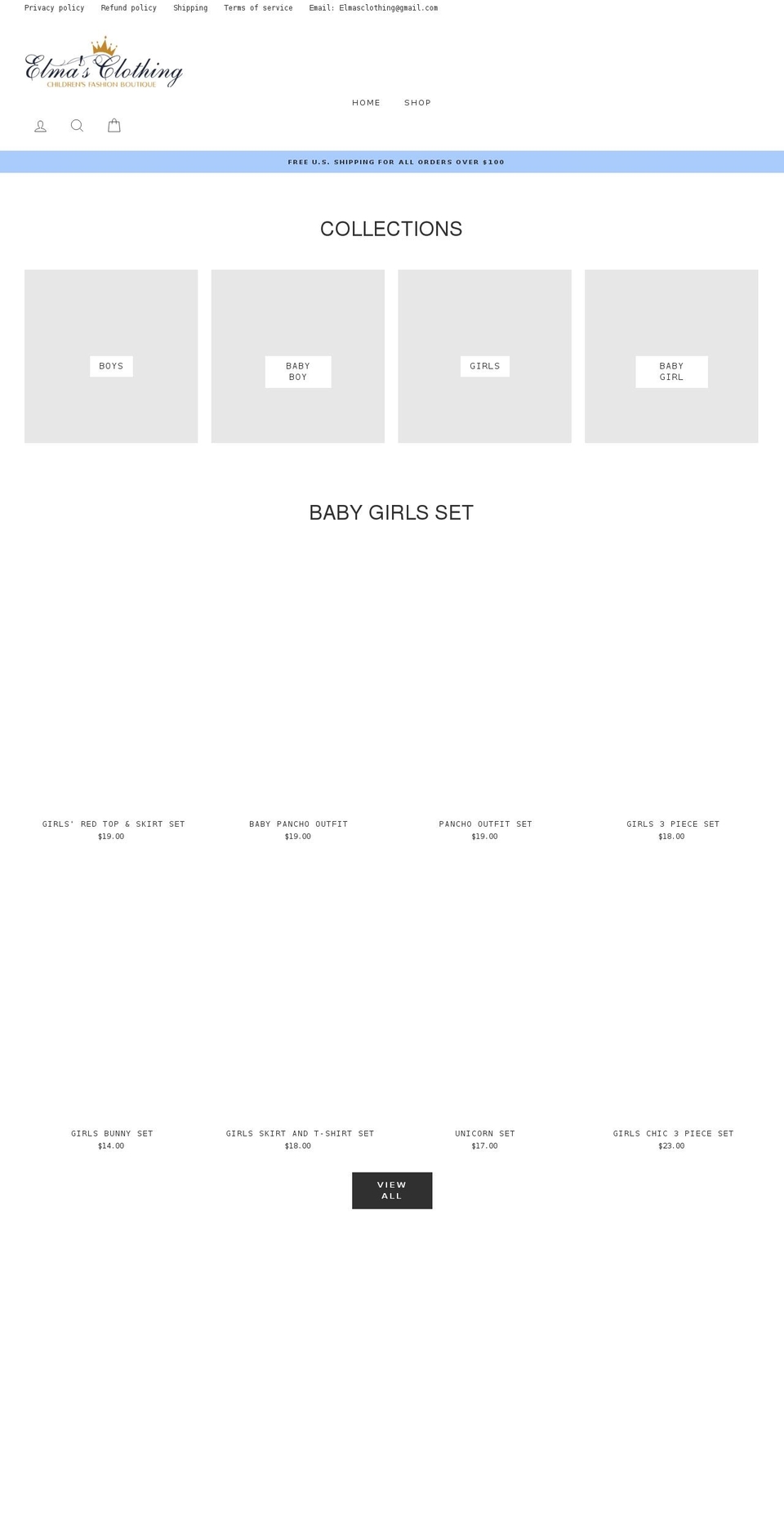 elmasclothing.com shopify website screenshot
