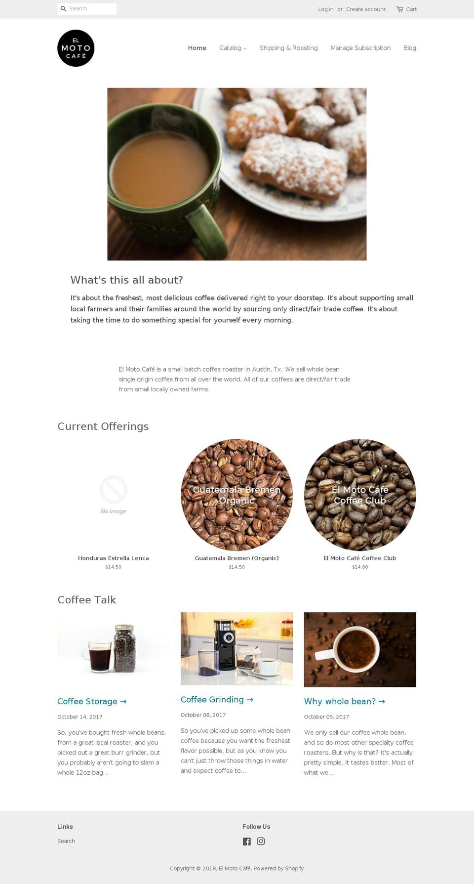 elmotocafe.com — Shopify storefront screenshot