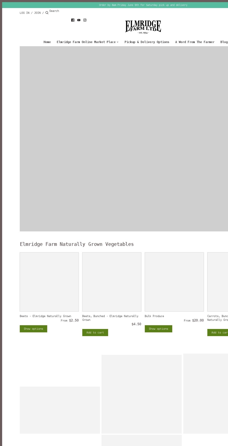 elmridgeonlinemarket.com shopify website screenshot