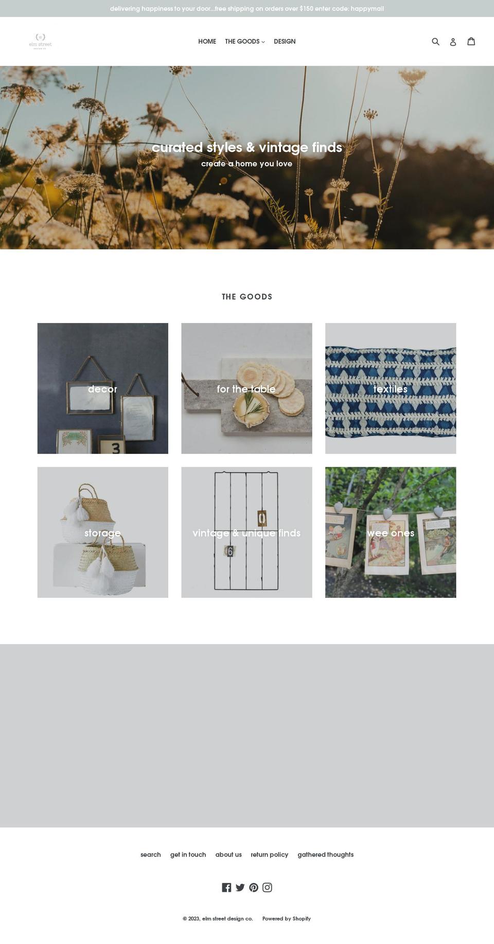 elmstreetdesignco.com shopify website screenshot