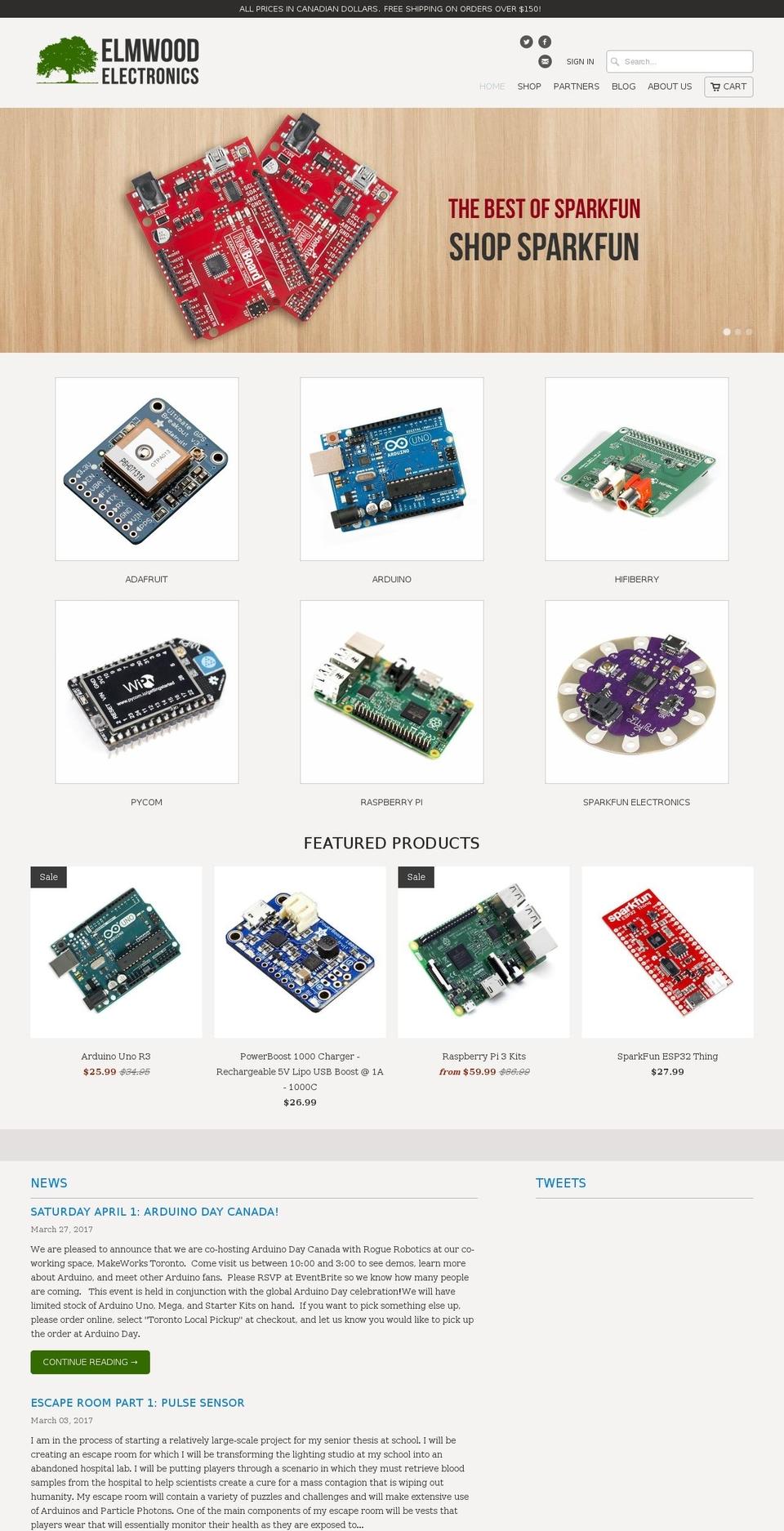 elmwoodelectronics.ca shopify website screenshot