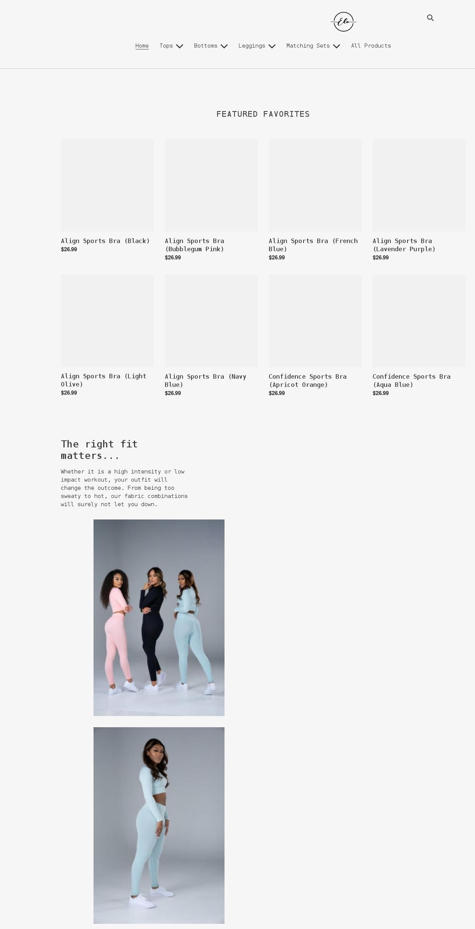 eloactivewear.com shopify website screenshot