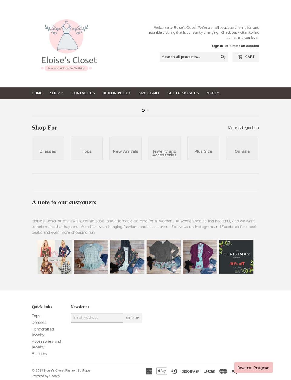 eloisescloset.com — Shopify storefront screenshot
