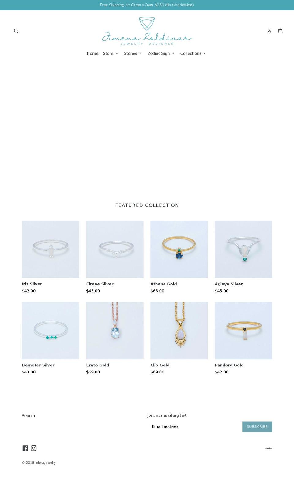 elorajewelry.com — Shopify storefront screenshot
