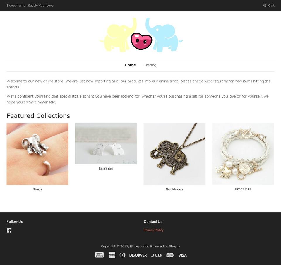 elovephants.com shopify website screenshot