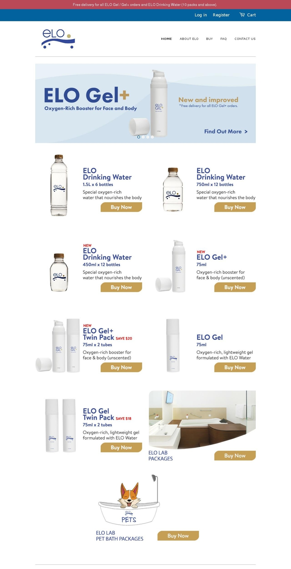 elowatershop.com shopify website screenshot