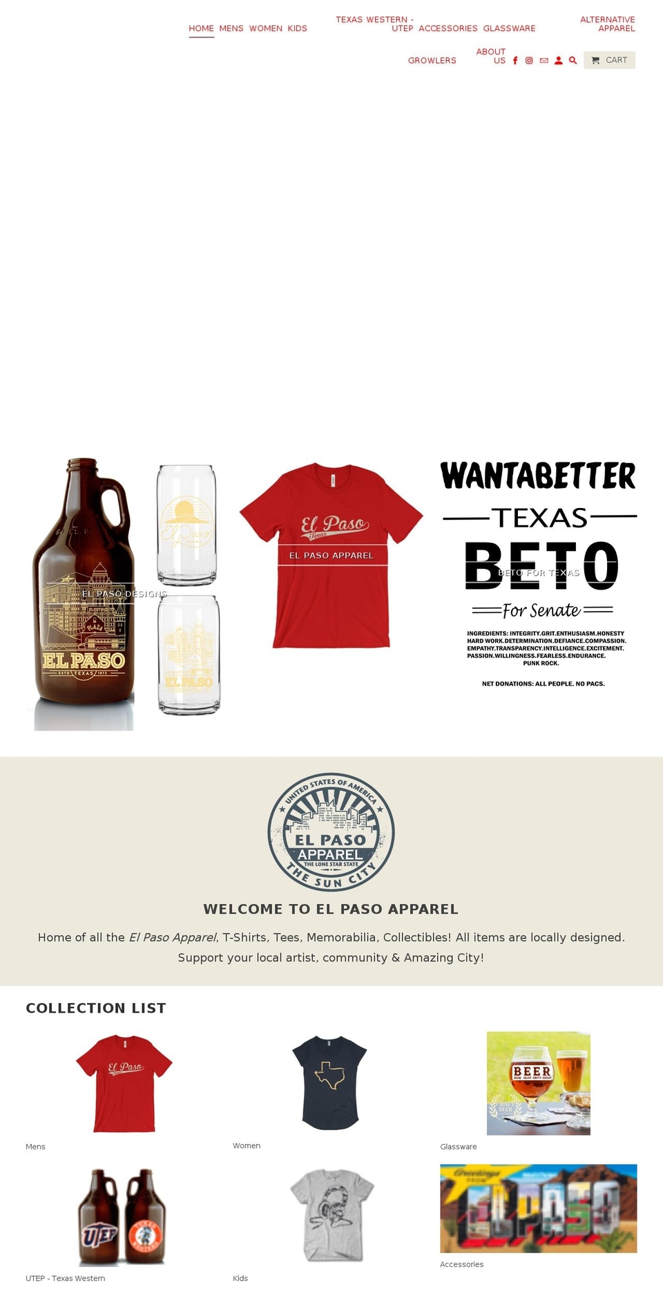 elpasoapparel.com — Shopify storefront screenshot