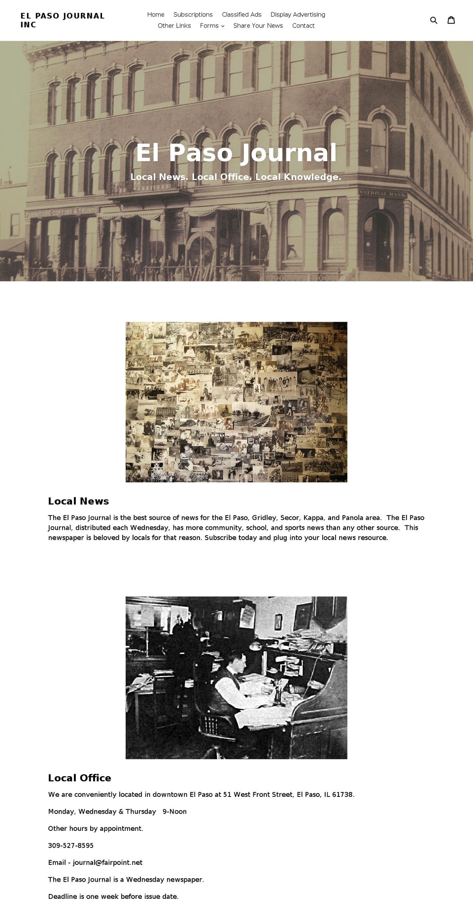 elpasojournal.org shopify website screenshot
