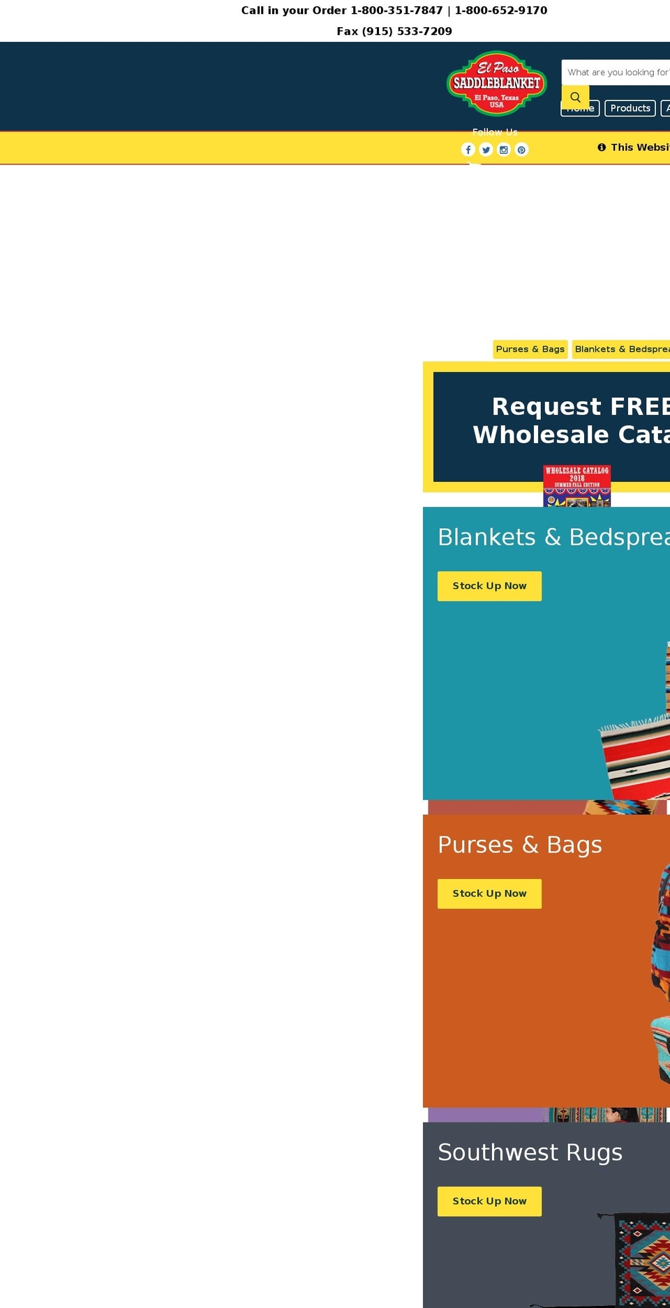 elpasosaddleblanket.com shopify website screenshot
