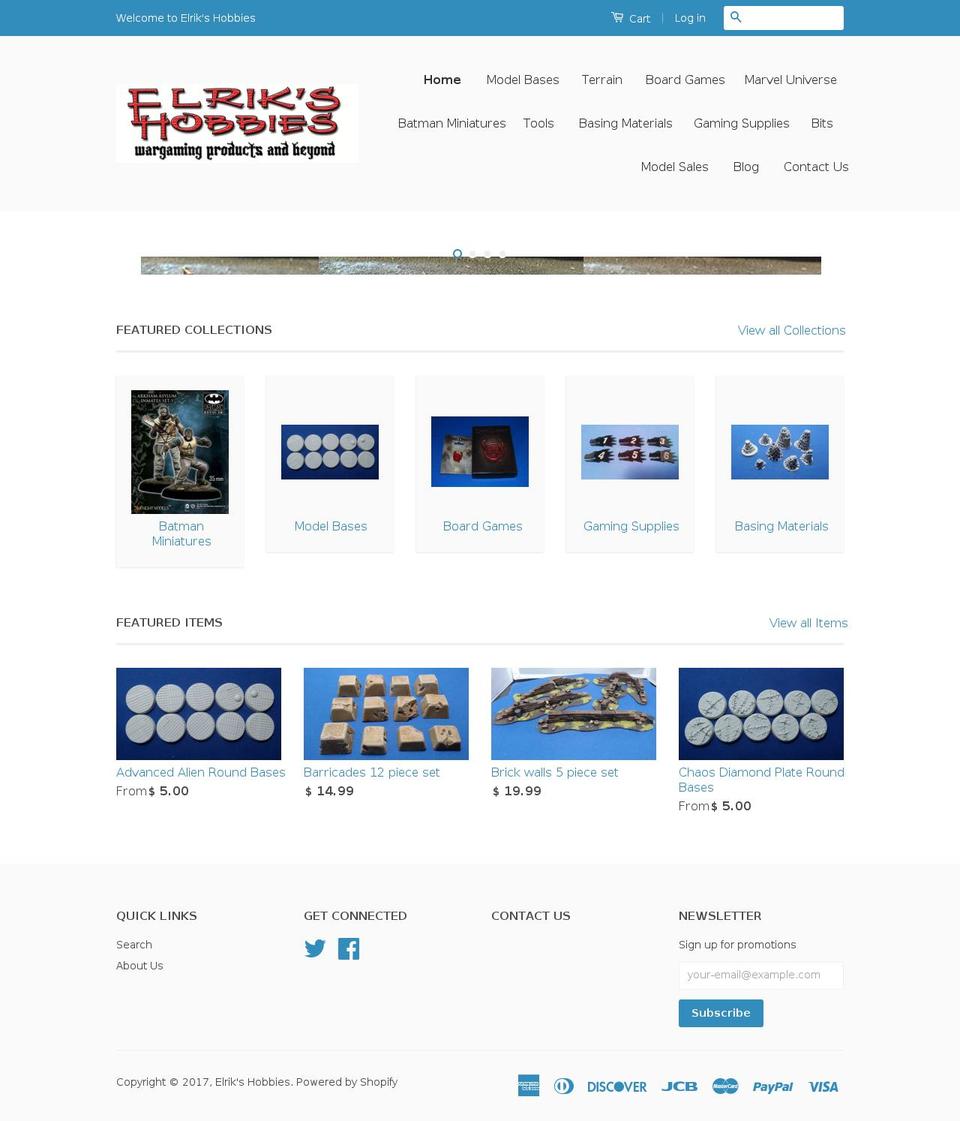 elrikshobbies.com shopify website screenshot