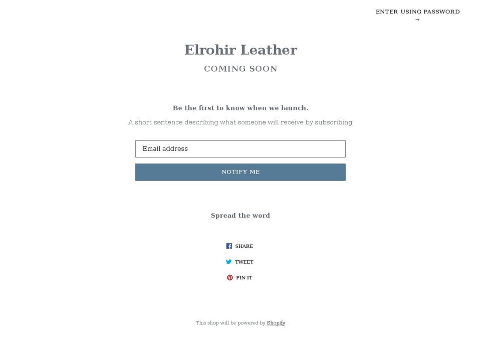 elrohirleather.co.uk shopify website screenshot