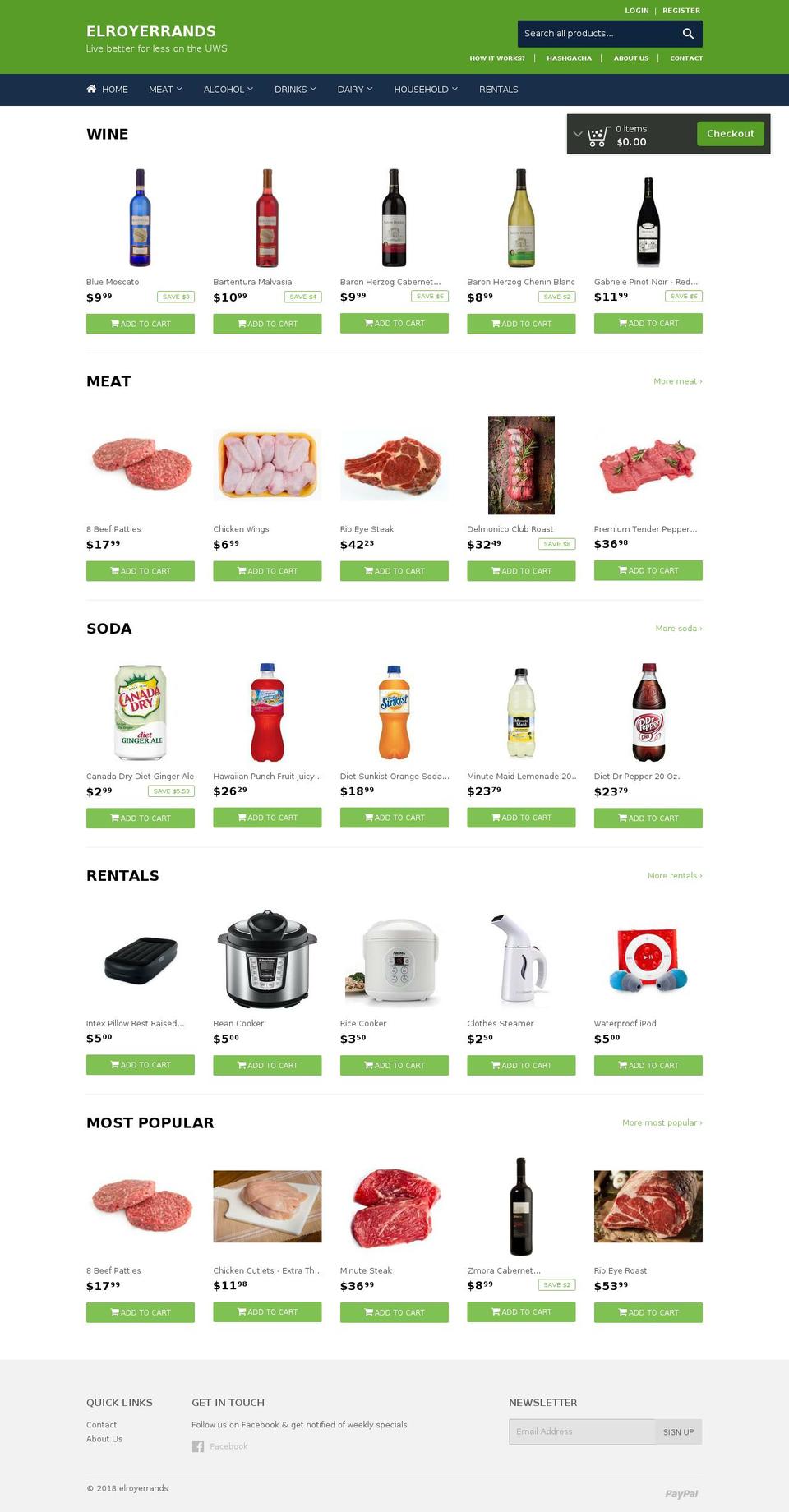 elroyerrands.com — Shopify storefront screenshot