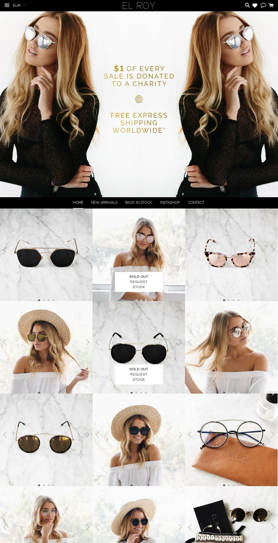 elroyeyewear.com shopify website screenshot