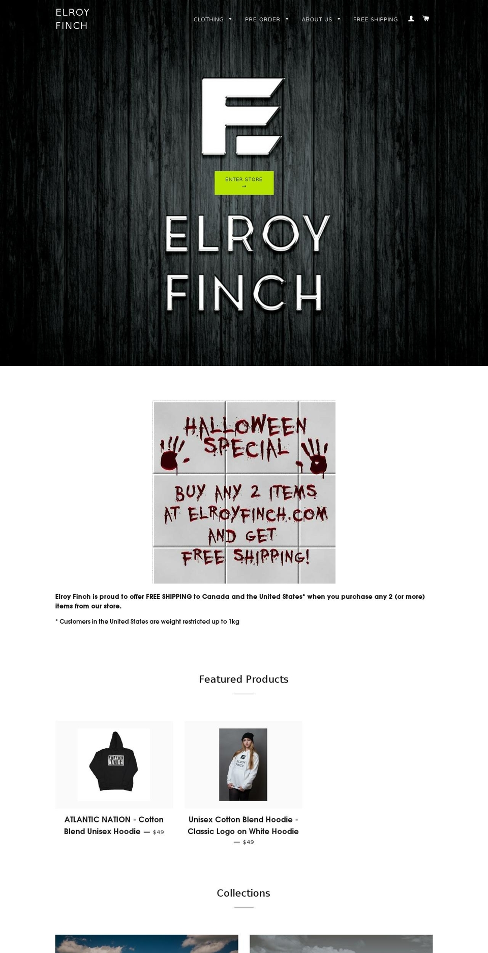elroyfinch.com shopify website screenshot