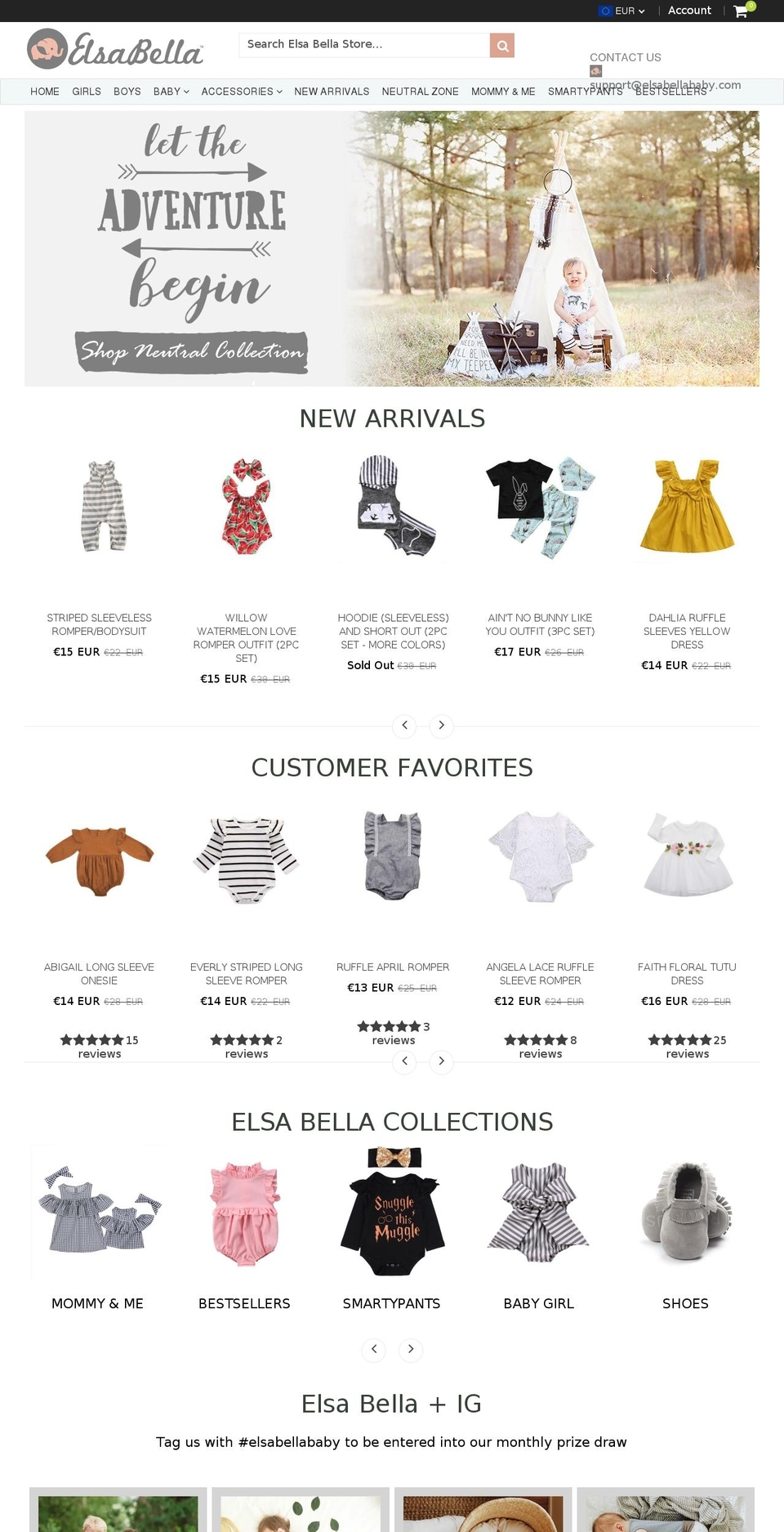 elsabellababy.com — Shopify storefront screenshot