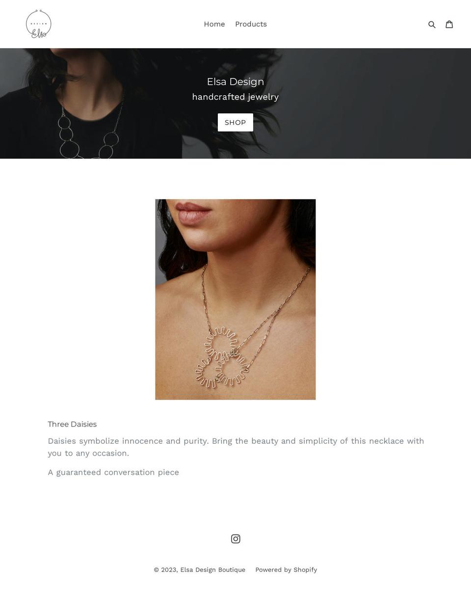 elsadesignboutique.com shopify website screenshot