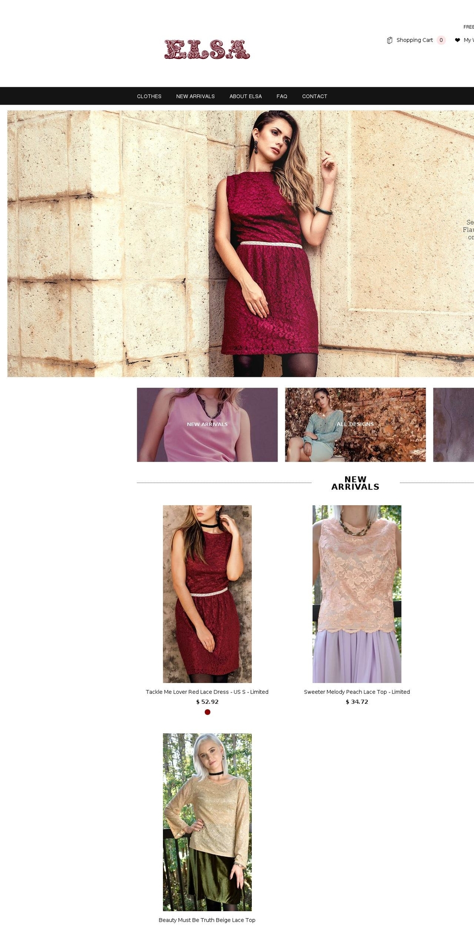 elsalove.com shopify website screenshot