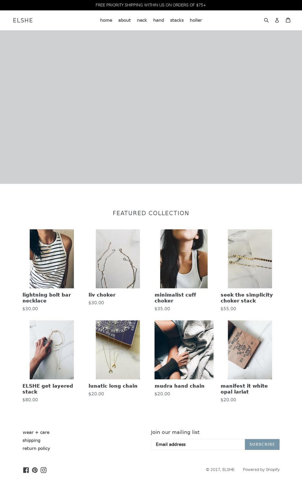 elshejewelry.com shopify website screenshot