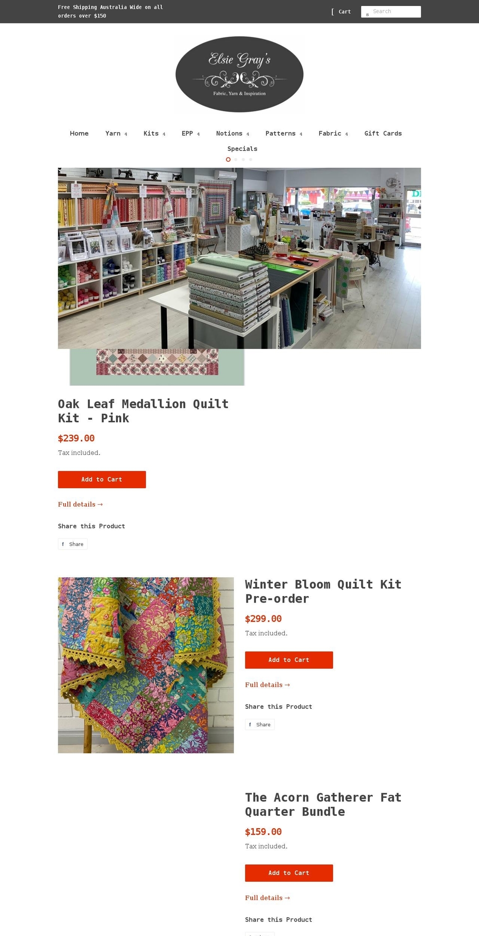 elsiegrays.com.au shopify website screenshot