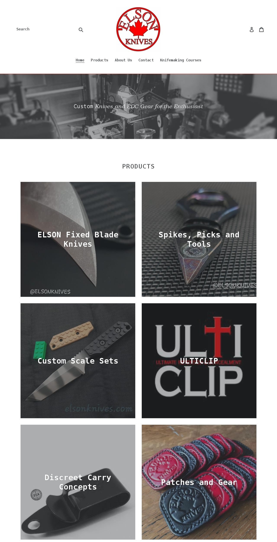 elsonknives.com shopify website screenshot