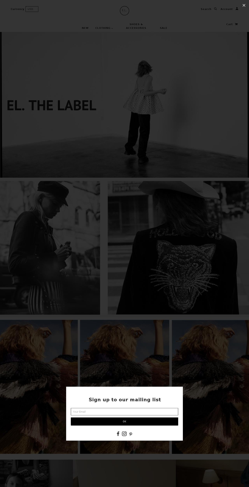 elthelabel.com — Shopify storefront screenshot