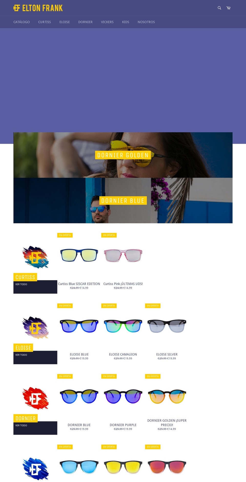 eltonfrankeyewear.com — Shopify storefront screenshot