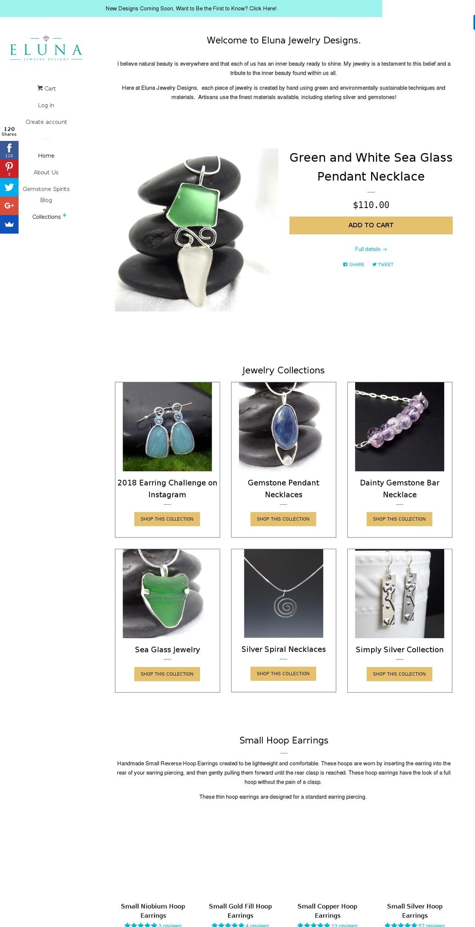 elunajewelry.com shopify website screenshot