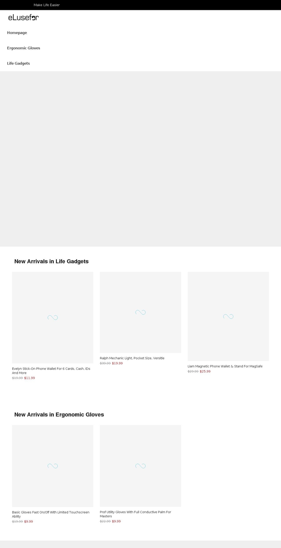 elusefor.com shopify website screenshot
