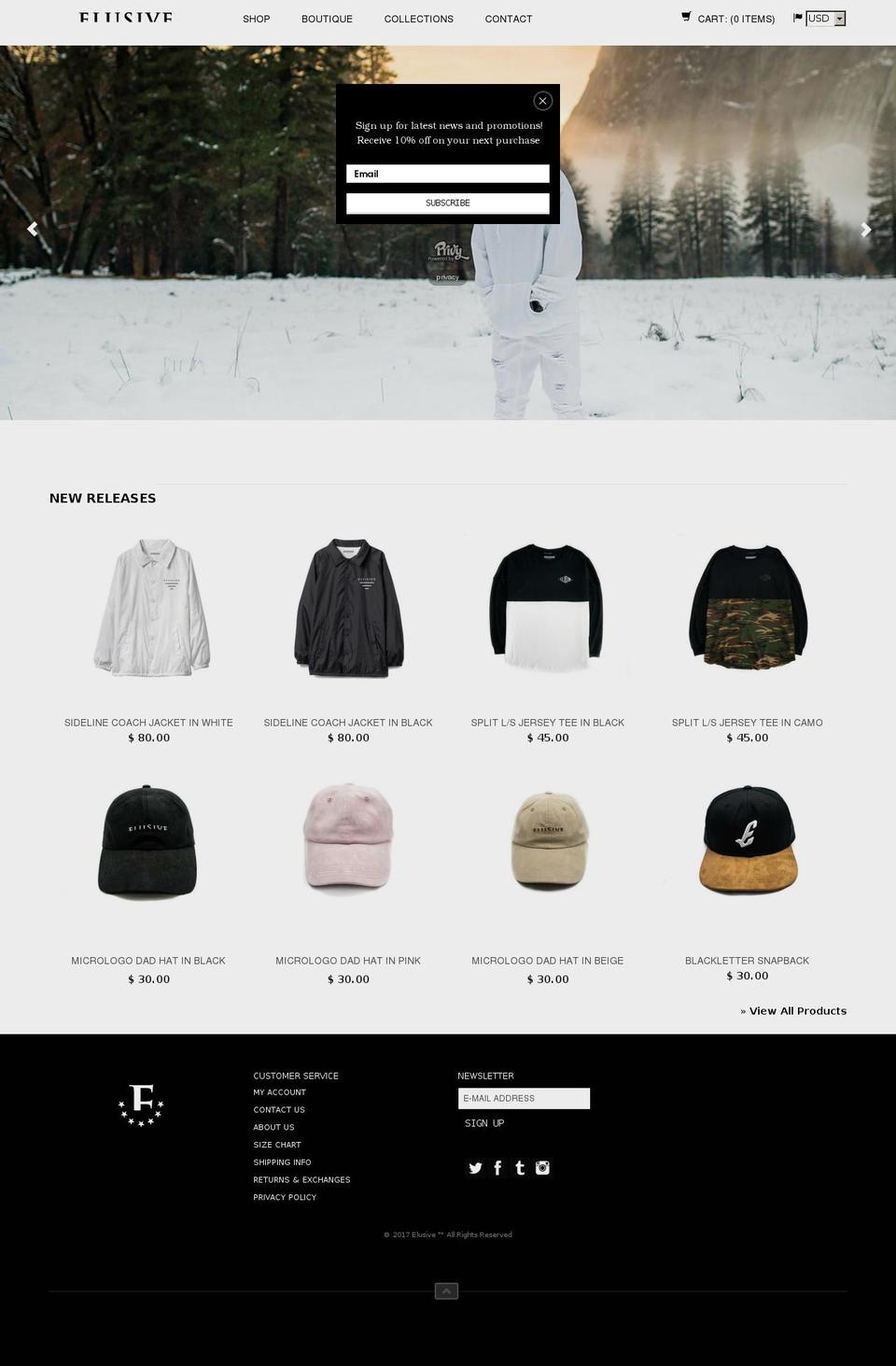 Optimal Shopify theme site example elusiveca.com