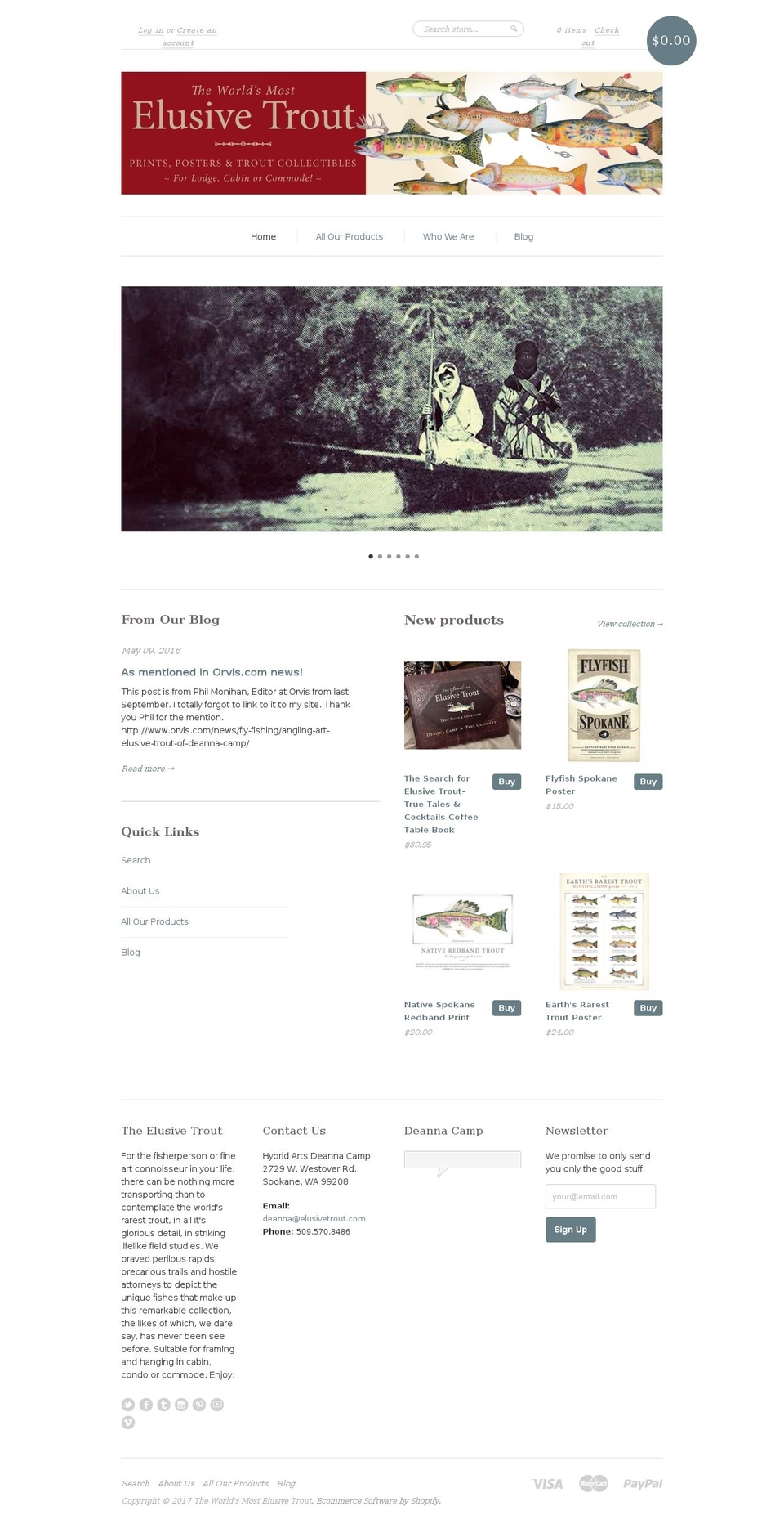 elusivetrout.com shopify website screenshot