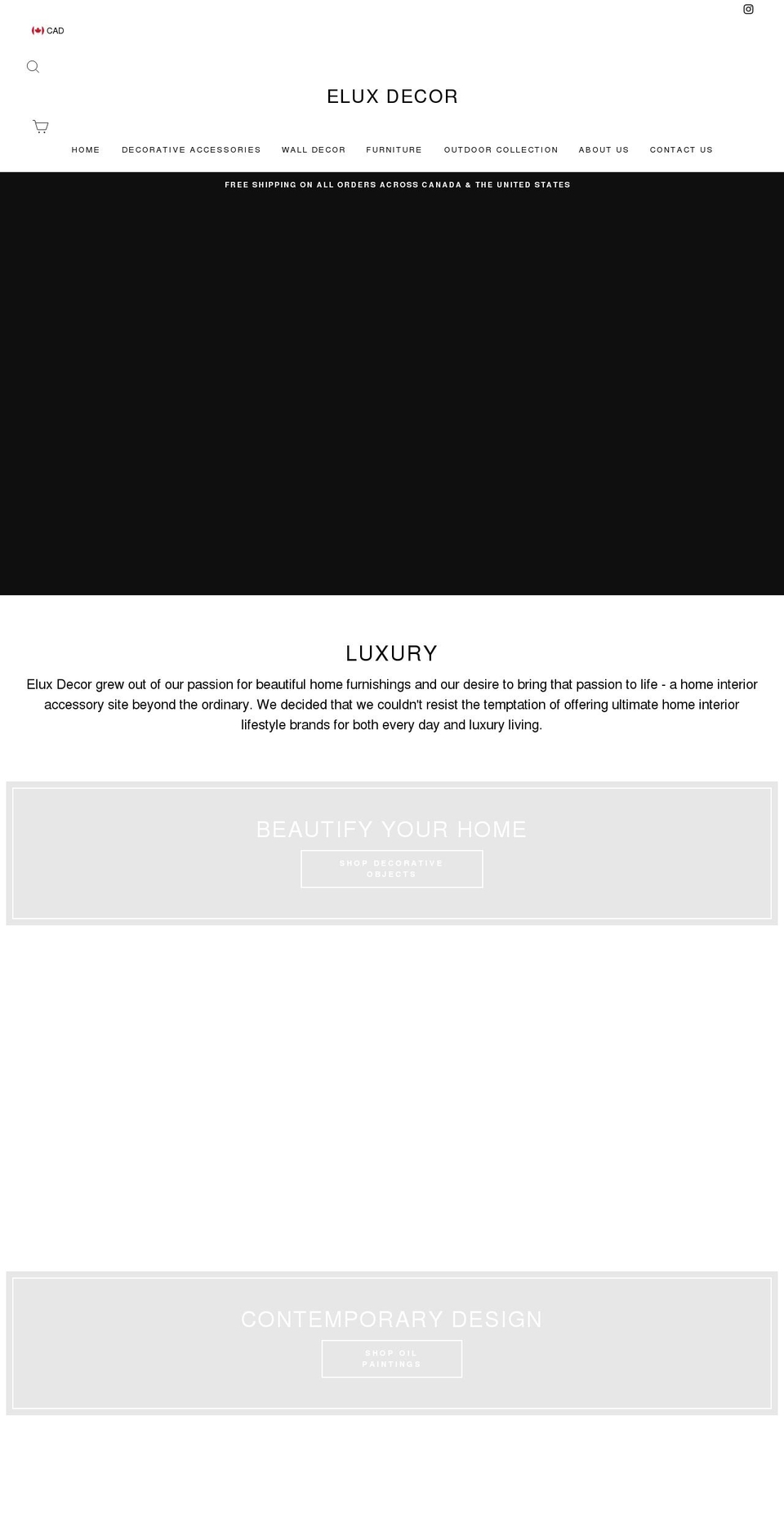 eluxdecor.com shopify website screenshot