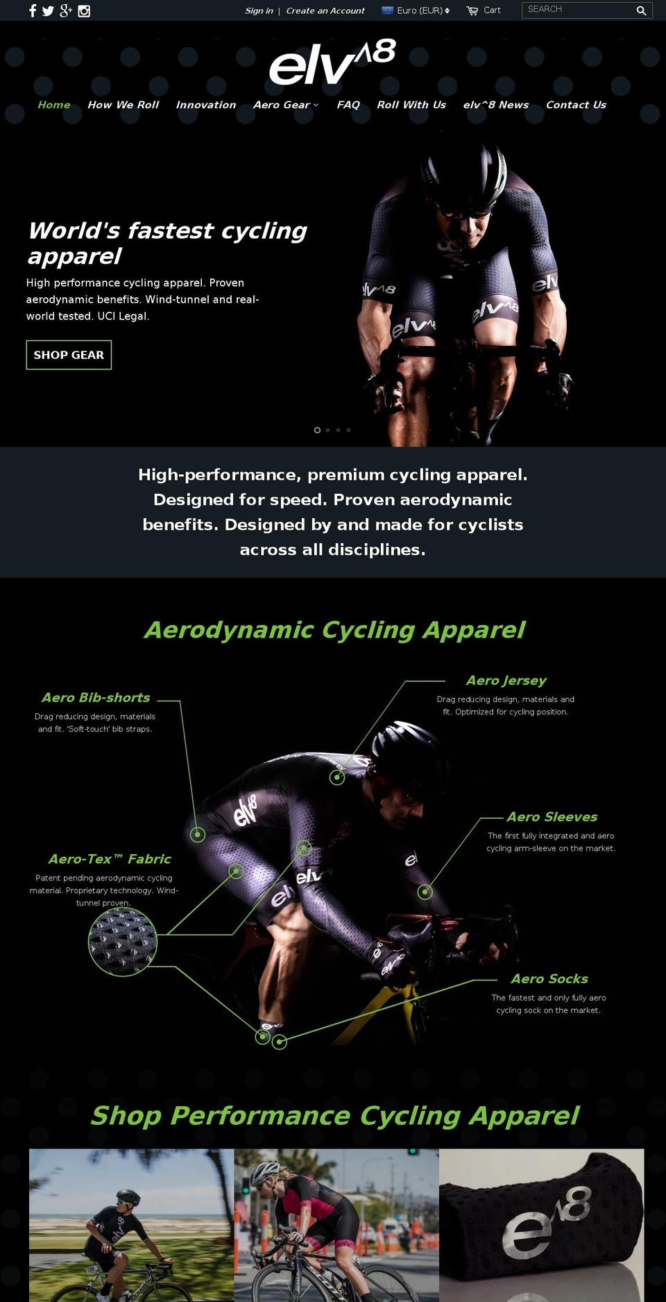 elv8.com shopify website screenshot