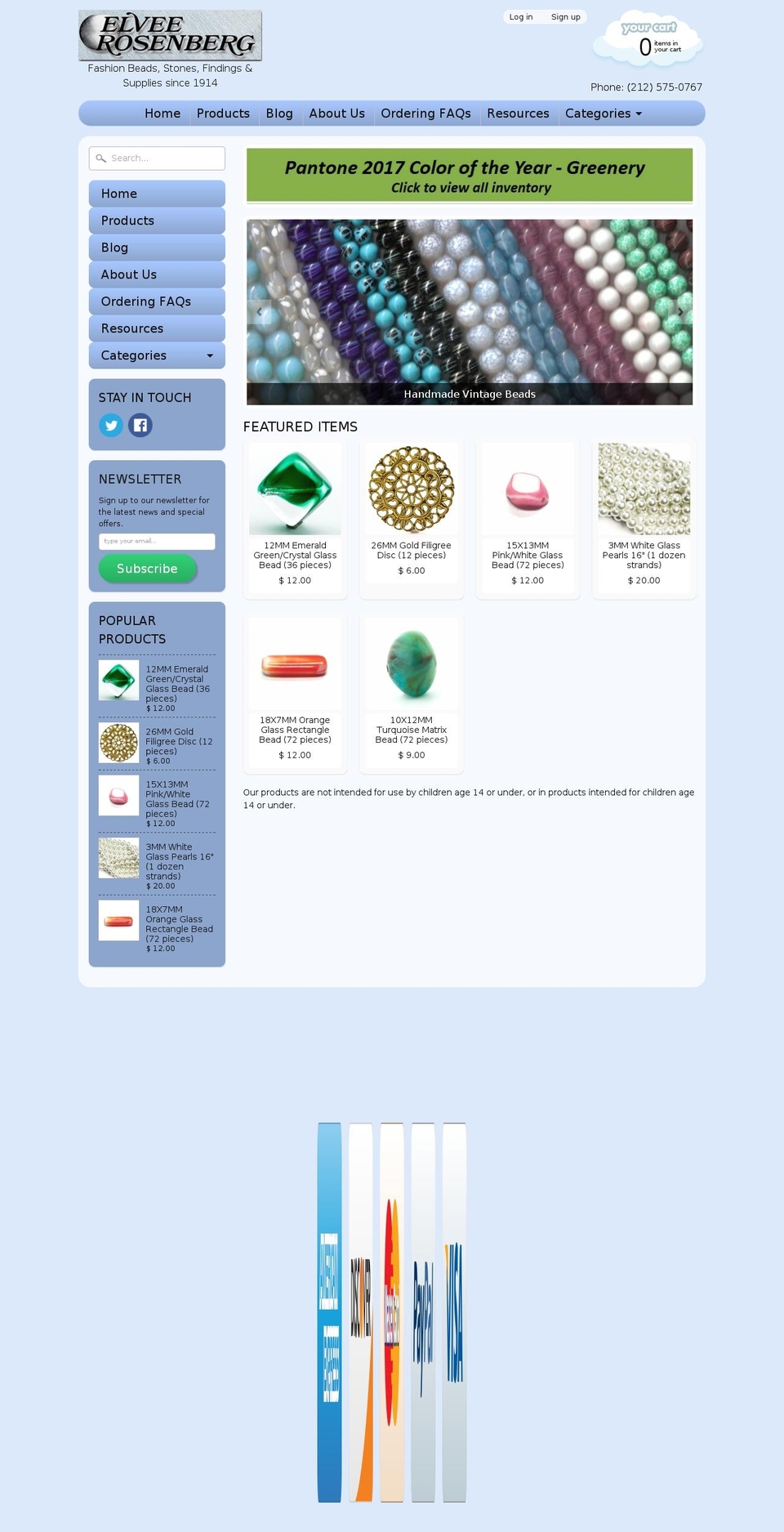 elveebeads.com shopify website screenshot
